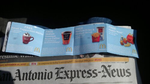 McDonald's freebie in newspaper