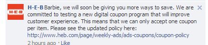 HEB Coupon Policy 1/29/13 NEW 